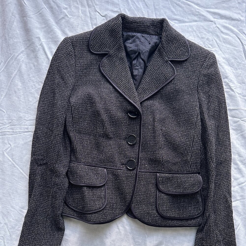 Ann Taylor petite women’s Wool blazer black burgundy (original tag removed)